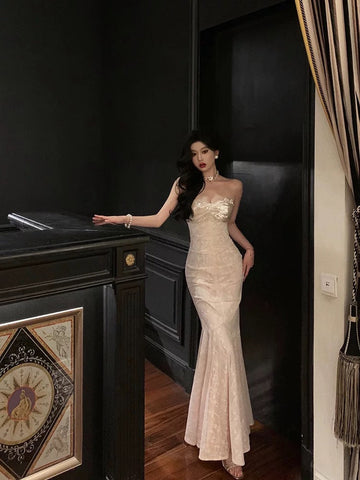 Sheath Sweetheart Sequin Lace Long Prom Dresses Evening Dress SD419